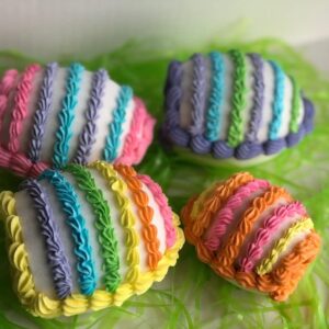 Striped Panoramic Sugar Egg, single; perfect for Easter baskets, gifts for children, centerpiece