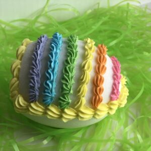 Striped Panoramic Sugar Egg, single; perfect for Easter baskets, gifts for children, centerpiece