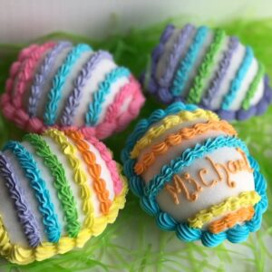 Striped Panoramic Sugar Egg, single; perfect for Easter baskets, gifts for children, centerpiece