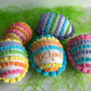 Striped Panoramic Sugar Egg, single; perfect for Easter baskets, gifts for children, centerpiece