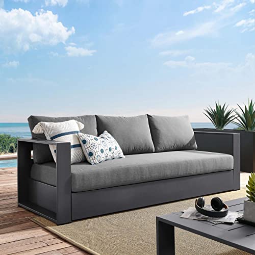 Modway Tahoe Outdoor Patio Powder-Coated Aluminum Sofa, Gray Charcoal