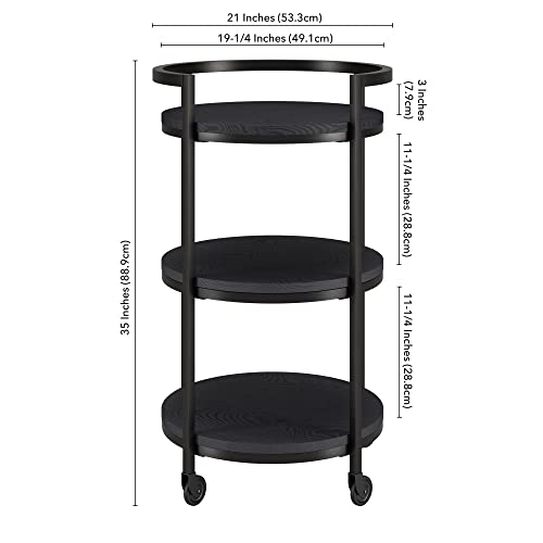 Graham 21'' Wide Round Bar Cart in Black Grain