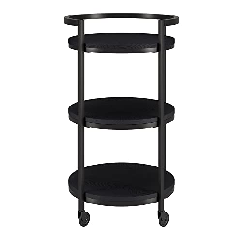 Graham 21'' Wide Round Bar Cart in Black Grain