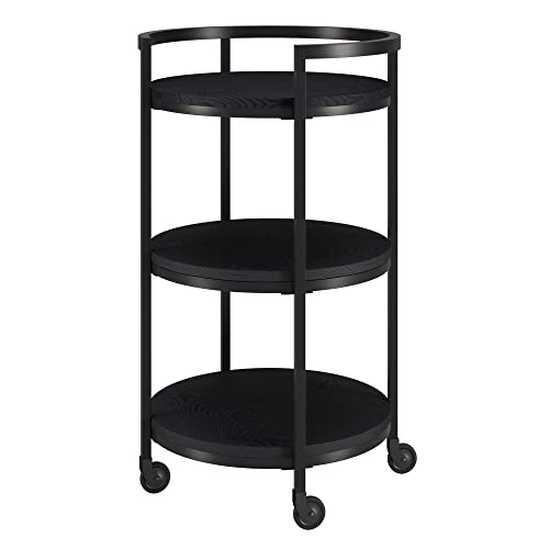 Graham 21'' Wide Round Bar Cart in Black Grain