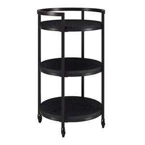 Graham 21'' Wide Round Bar Cart in Black Grain