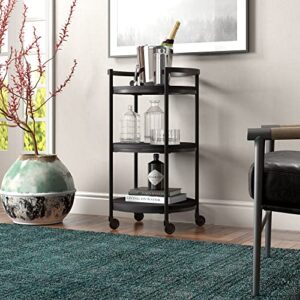 Graham 21'' Wide Round Bar Cart in Black Grain