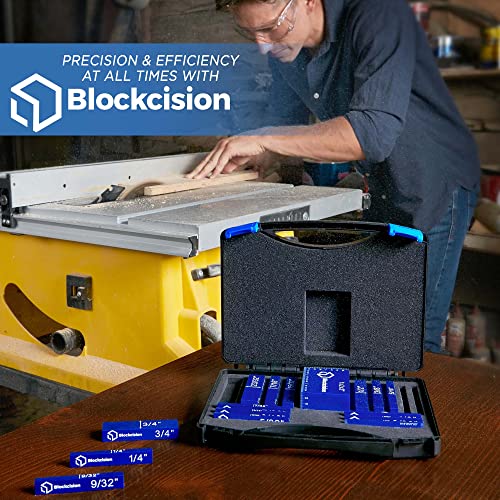 Blockcision Setup Blocks Woodworking Tools - 16-Piece Gauge Block Set with Precision Ruler-Marked Bars, Case, Carpenter Pencil & Square - Aluminum Setup Bars for Router and Table Saw Accessories