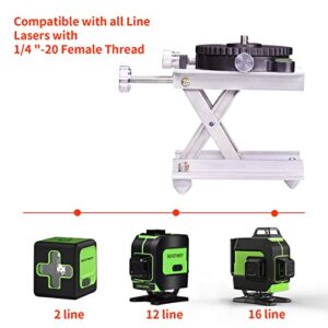 BEKOYWOY 360 Degree 2 in 1 Rotating Base Lifting Platform Laser Level Adapter, 1/4'' and 5/8'' Threaded Mount Aluminum Base, Micro-adjust Horizontal Bubble for Line Laser & Tripod Connector(BW09)