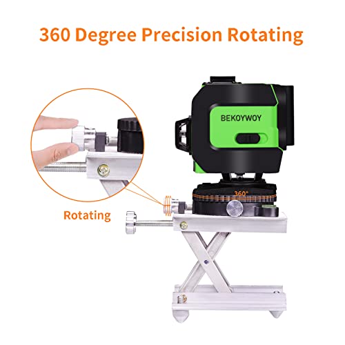 BEKOYWOY 360 Degree 2 in 1 Rotating Base Lifting Platform Laser Level Adapter, 1/4'' and 5/8'' Threaded Mount Aluminum Base, Micro-adjust Horizontal Bubble for Line Laser & Tripod Connector(BW09)