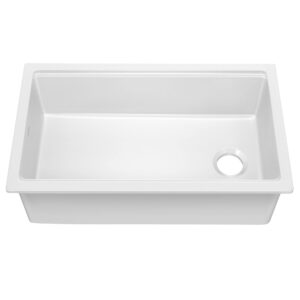 kraus turino 33-inch fireclay workstation drop-in/undermount single bowl kitchen sink in gloss white, kfdw1-33gwh