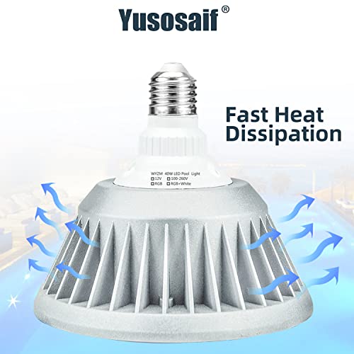 Yusosaif Color Changing LED Pool Lights for Inground Pool,120V 40W Waterproof,LED Replacement for 500W Pentair and Hayward Fixture, Pool Light Bulb