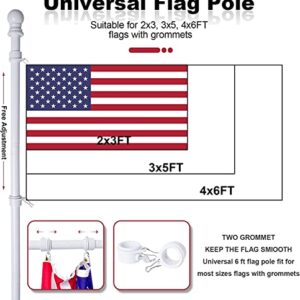 yacawa Flag Pole Kit for House with Holder Upgraded Tangle Free Flagpole Rings 5ft Stainless Steel Flagpole Wall Mounted American White Flagpole for Residential Garden Yard Truck with Bracket