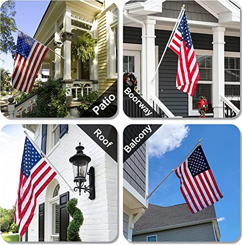 yacawa Flag Pole Kit for House with Holder Upgraded Tangle Free Flagpole Rings 5ft Stainless Steel Flagpole Wall Mounted American White Flagpole for Residential Garden Yard Truck with Bracket