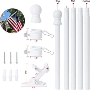 yacawa Flag Pole Kit for House with Holder Upgraded Tangle Free Flagpole Rings 5ft Stainless Steel Flagpole Wall Mounted American White Flagpole for Residential Garden Yard Truck with Bracket