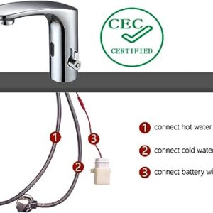 Automatic Sensor Faucet Touchless Grifo CEC Watersense for Bathroom Hand Free Robinet with Temperature Adjustable Knob Ideal for School Home Hotel Chrome