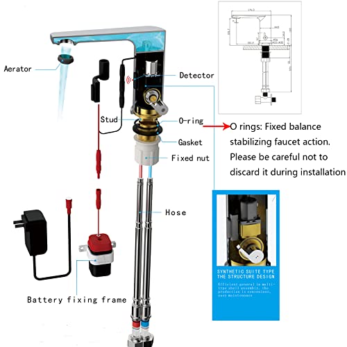 Automatic Sensor Faucet Touchless Grifo CEC Watersense for Bathroom Hand Free Robinet with Temperature Adjustable Knob Ideal for School Home Hotel Chrome