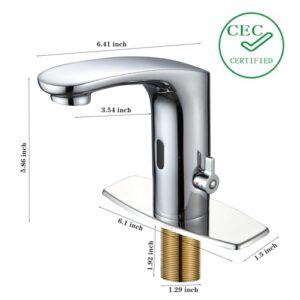 Automatic Sensor Faucet Touchless Grifo CEC Watersense for Bathroom Hand Free Robinet with Temperature Adjustable Knob Ideal for School Home Hotel Chrome