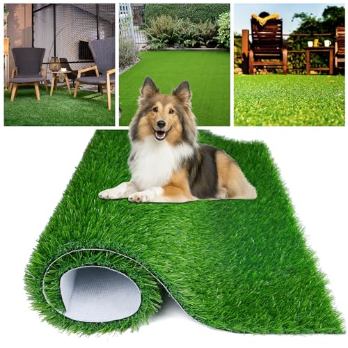 GLOBREEN Soft Artificial Grass Mat 36 x 24 Inch, Pet Friendly Fake Grass Turf Rug for Dogs, Patio, Doormat, Indoor Outdoor Greenery Decoration, High Drainage