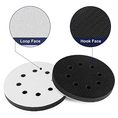 80pcs 5 inch 8 Hole Sanding Discs Hook and Loop 1500/2000/2500/3000/4000/5000/7000/10000 Grits Wet Dry Sandpaper with 2pcs Interface Pad for Random Orbital Sander Automotive Wood Metal Polishing