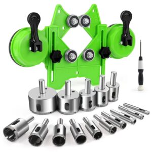 diamond hole saw kit 17pcs drill bits sets with double suction cups guide jig fixture from 4mm-83mm hollow drill set for ceramic, glass, tile, porcelain, marble, granite