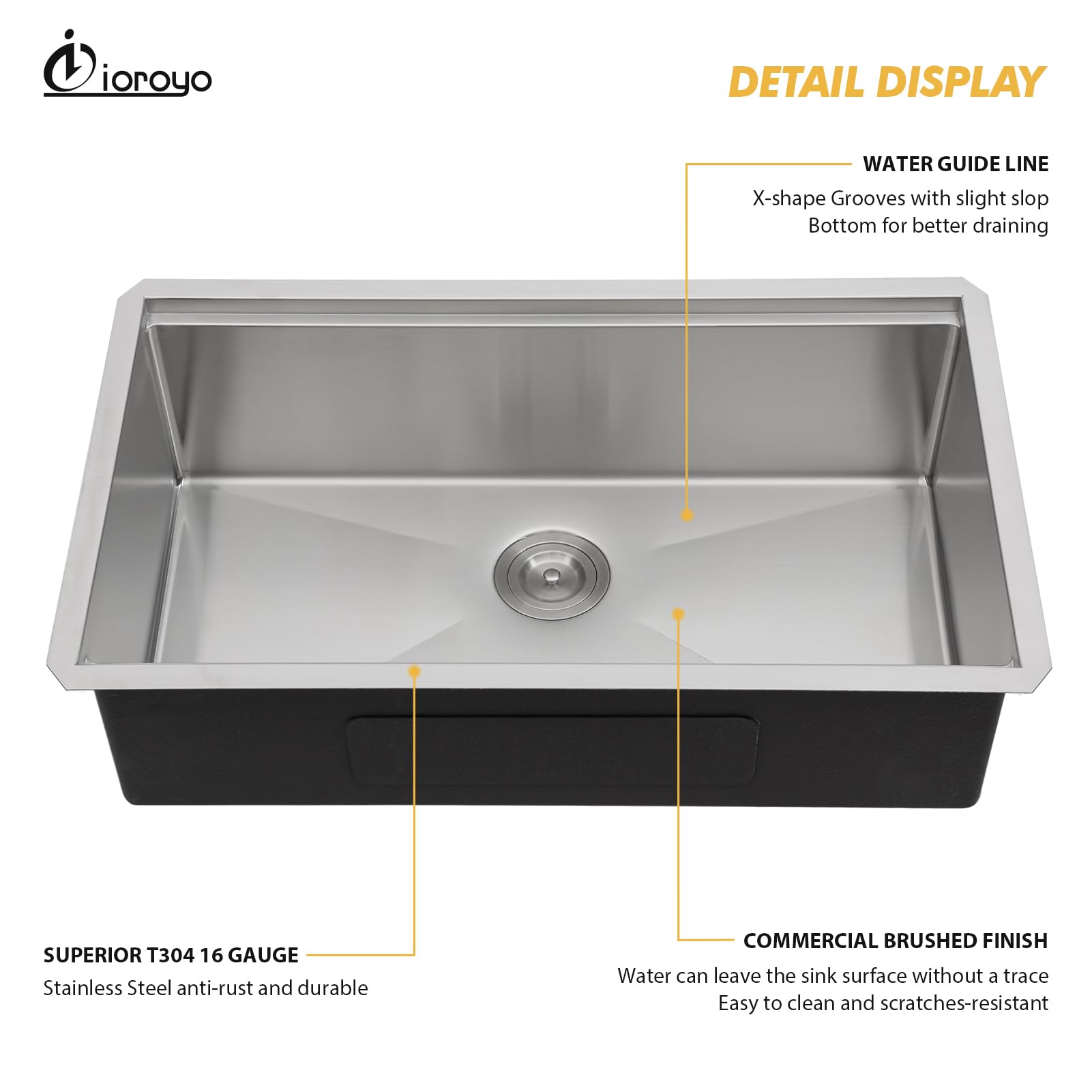 30 Undermount Kitchen Sink - IOROYO 30x19 inch Kitchen Sink Undermount Ledge Workstation Stainless Steel 16 Gauge Single Bowl Kitchen Sinks Basin