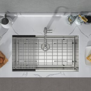 30 Undermount Kitchen Sink - IOROYO 30x19 inch Kitchen Sink Undermount Ledge Workstation Stainless Steel 16 Gauge Single Bowl Kitchen Sinks Basin