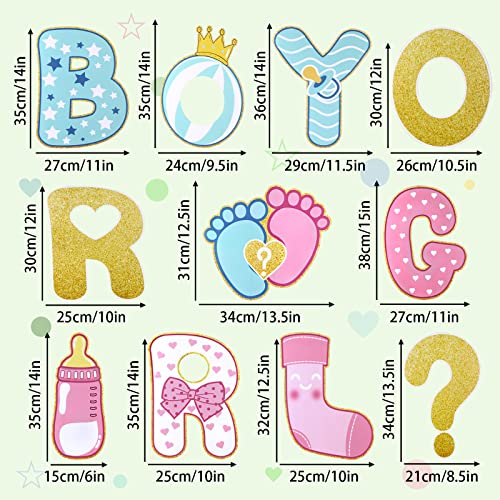 AerWo 11 Pieces Gender Reveal Decorations Baby Shower Yard Signs with Stakes,Baby Gender Reveal Ideas Yard Letters Lawn Signs Boy or Girl Gender Reveal Party Supplies