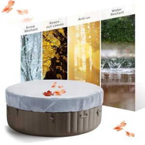 Round Hot Tub Cover 420D Polyester Waterproof Spa Covers for Hot Tub Replacement Outdoor Patio Hot Tub Protector (75" Dx12 H, Grey)
