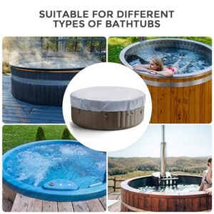 Round Hot Tub Cover 420D Polyester Waterproof Spa Covers for Hot Tub Replacement Outdoor Patio Hot Tub Protector (75" Dx12 H, Grey)