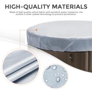 Round Hot Tub Cover 420D Polyester Waterproof Spa Covers for Hot Tub Replacement Outdoor Patio Hot Tub Protector (75" Dx12 H, Grey)