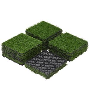 yaheetech 12" x 12" artificial grass, turf tiles interlocking self-draining grass, fake grass, grass pad for dogs potty, patio, balcony, outdoor, floor decor, pet, 27 pack