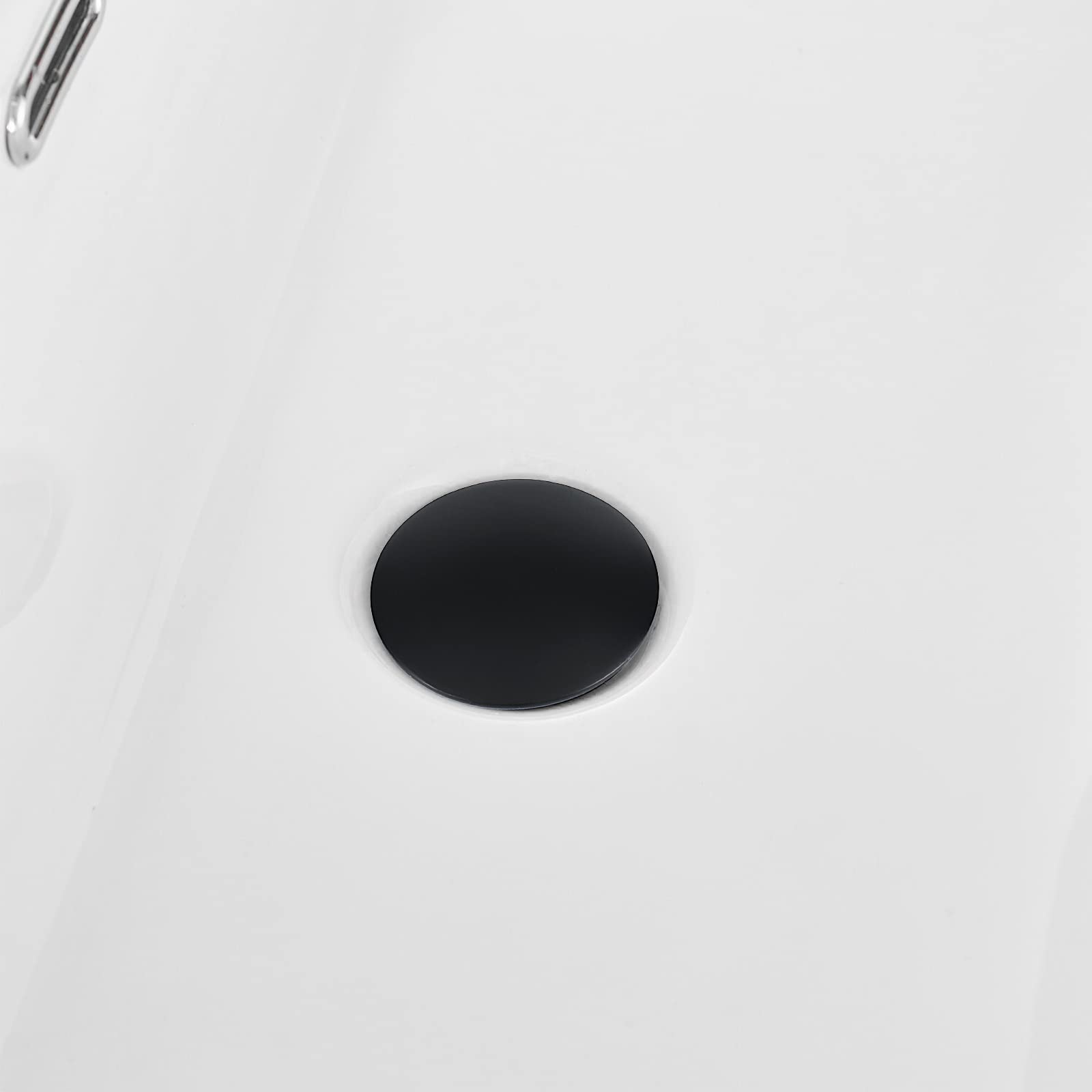 QEARLIZ Bathroom Sink Drain, Pop Up Drain Without Overflow for Vessel Sink Lavatory Vanity, Matte Black