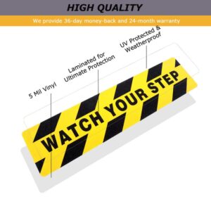 Watch Your Step Floor Decals Stickers – 5 Pack Warning Sign Sticker Floor Tape Anti Slip Abrasive Adhesive Tape Decal for Workplace Home Safety Wet Floor Caution