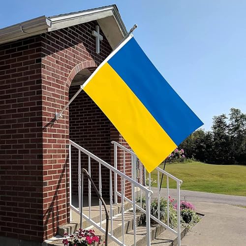 Ukraine Flag 2x3ft Double Sided Ukrainian National Flags Banner,Polyester with Two Brass Grommets for Outdoor Indoor Decor