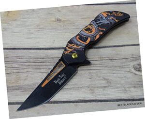 7.75 inch dark side fantasy open folding pocket knife with clip outdoor survival hunting knife by survival steel