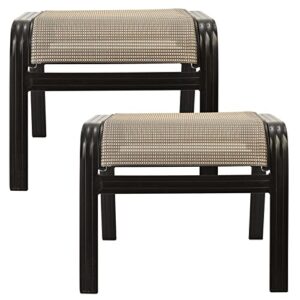 deugold outdoor patio ottoman seat textilene portable metal footstool portable footrest patio chairs 2 set beige