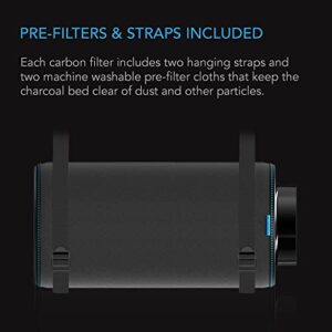 AC Infinity Air Carbon Filter XL 6", with Premium Australian Virgin Charcoal, Pre-Filter and Rope Hangers, Odor Scrubber fit for Inline Duct Fan, Odor Control, Hydroponics