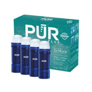 pur plus water pitcher replacement filter with lead reduction (4 pack), blue – compatible with all pur pitcher and dispenser filtration systems