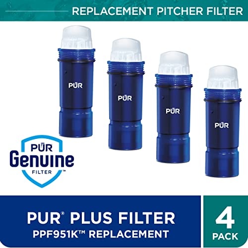 PUR PLUS Water Pitcher Replacement Filter with Lead Reduction (4 Pack), Blue – Compatible with all PUR Pitcher and Dispenser Filtration Systems