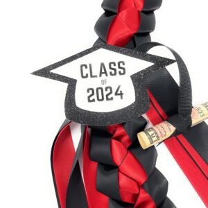 Graduation Leis with Money Holder, add your own! (Black & Red)