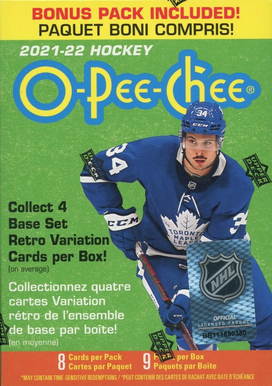 2021/22 Upper Deck O-Pee-Chee OPC NHL Hockey Blaster box (9 pks/bx)