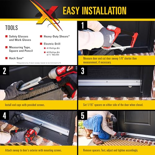 Xcluder 48 in. Standard Door Sweep, Aluminum 2-Pack, Seals Out Rodents & Pests, Enhanced Weather Sealing, Easy to Install; Rodent Protection; Rodent Proof Door Sweep