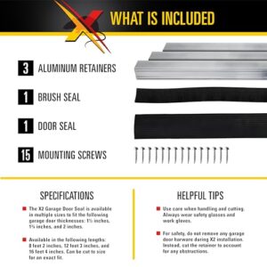 Xcluder X2 Rodent Proof Overhead Sectional Door Seal Kit, 12'3” Wide for 1.5” Thick Doors, Stops Mice, Rats and Weather, Suitable for Residential or Commercial Property Use, for 9’, 10’ and 12’ Doors