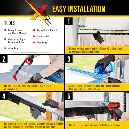 Xcluder X2 Rodent Proof Overhead Sectional Door Seal Kit, 12'3” Wide for 1.5” Thick Doors, Stops Mice, Rats and Weather, Suitable for Residential or Commercial Property Use, for 9’, 10’ and 12’ Doors