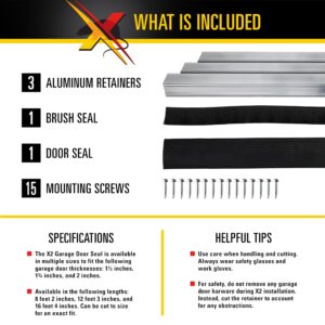 Xcluder X2 Rodent Proof Overhead Sectional Door Seal Kit, 12'3” Wide for 1.75” Thick Doors, Stops Mice, Rats and Weather, Suitable for Residential or Commercial Property Use