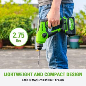 Greenworks 24V Brushless Cordless Heavy Duty Rotary Hammer Drill, Impact Energy 1.2 Joules, SDS-Plus, Tool Only