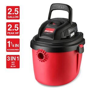 Shop-Vac 2.5 Gallon 2.5 Peak HP Wet/Dry Vacuum 2036000 + 1-1/4" Round Brush, 2 Pack