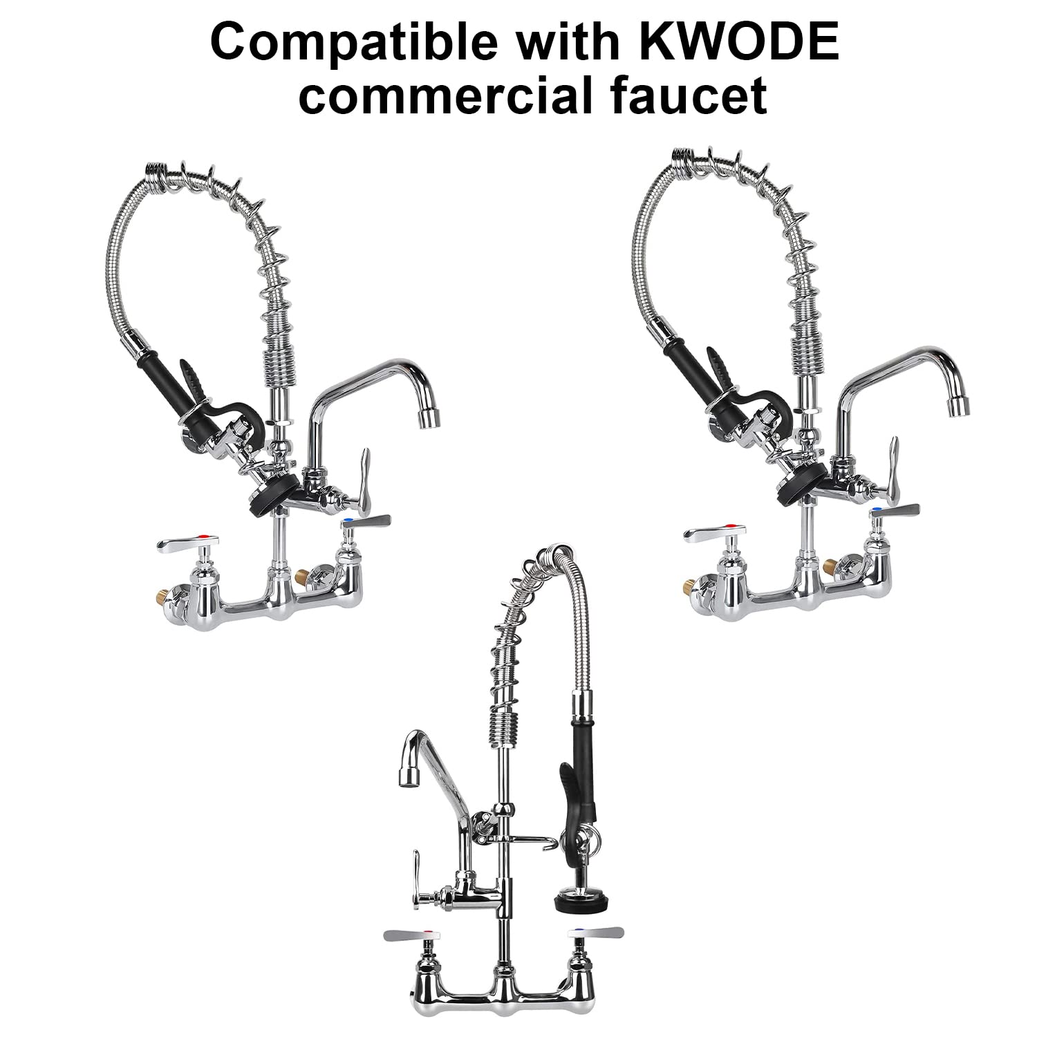 KWODE Pre-Rinse Spray Valve Replacement Head with Handle Grip Assembly for Commercial Kitchen Faucet 1.42 GPM High Pressure Commercial Dishwasher Hose Sprayer Nozzle for Restaurant Industrial Kitchen