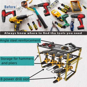 DALLYOUGU Heavy Duty Power Tool Organizer Holder - 8 Layers with Color Box Wall Mount, Garage Tool Organizers and Storage Wall mounted, Power Tool Drill Storage