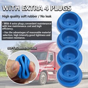 iBroPrat 4pcs 343-4009 Aluminum Hub Cap for Trailer Axle, 3434009 6 Holes Hub Caps with Side Pipe Plugs Gaskets and Extra 4pcs Blue Rubber Plugs